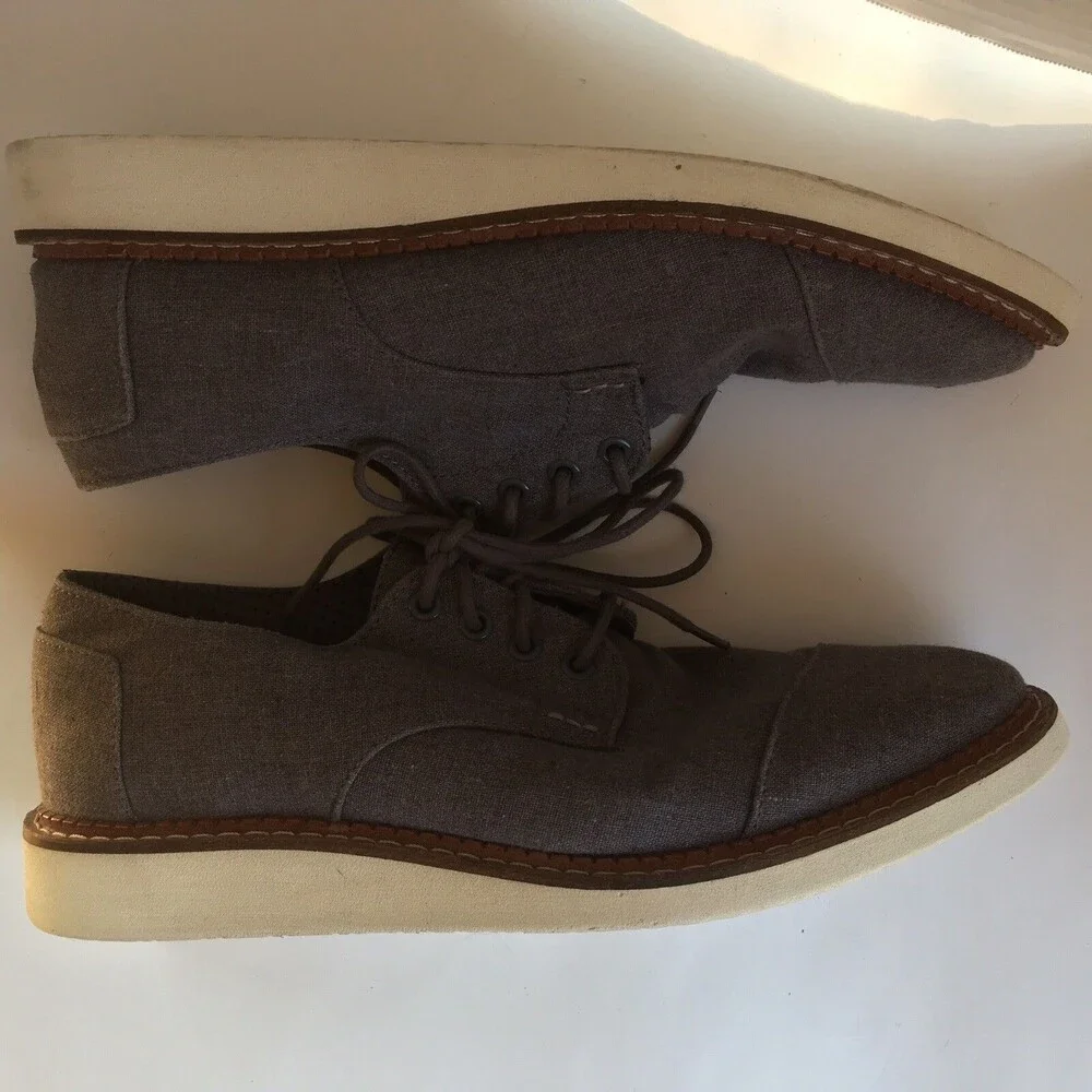 Toms Canvas Lace Up Loafer Dress Shoes Size 9 Mens